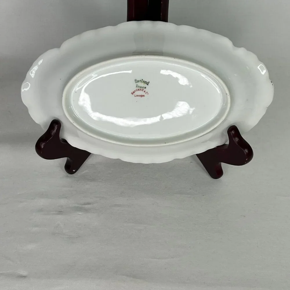 Theodore Haviland Limoges France Floral Oval Serving Platter Set With‎ Gold Trim